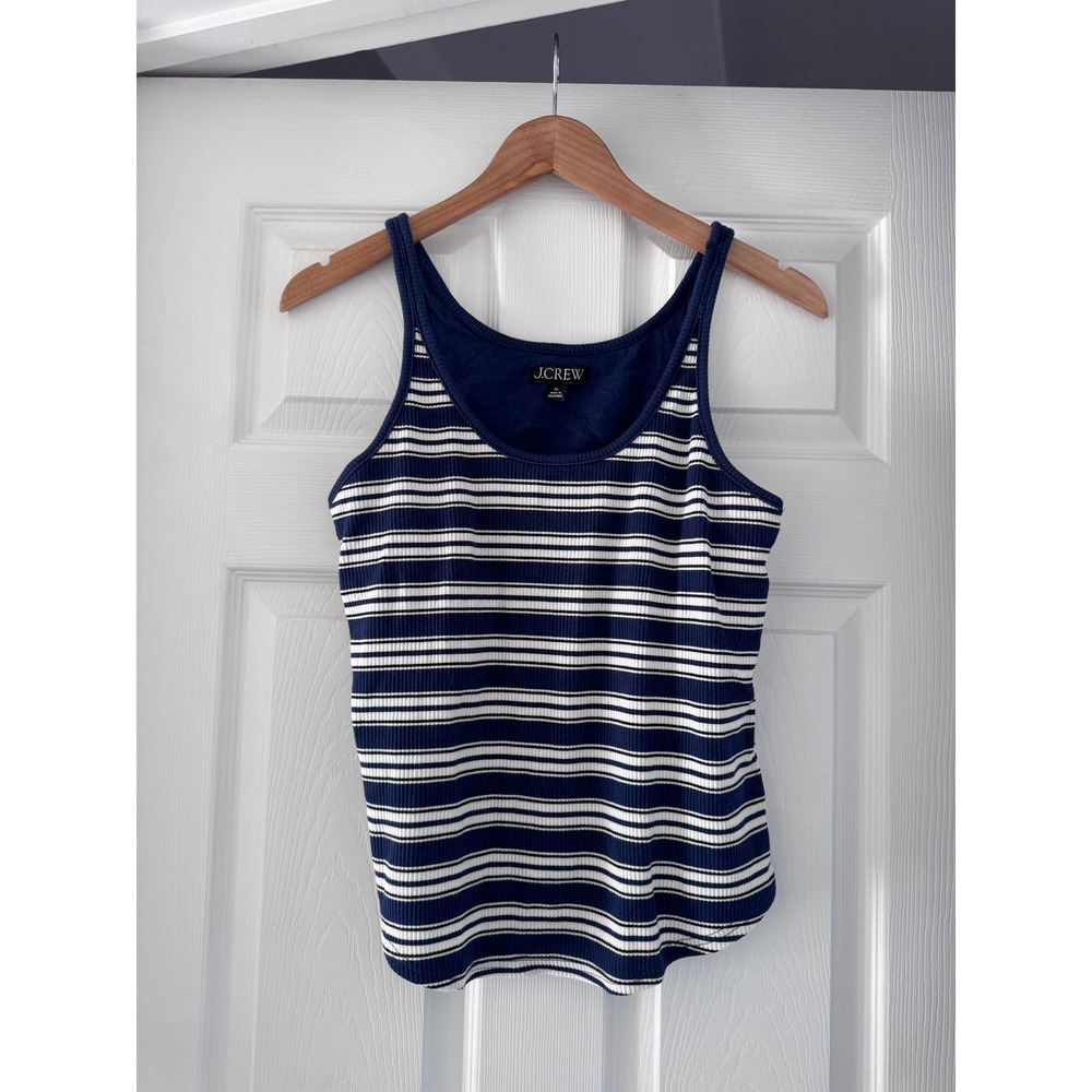 J.Crew Y2K Vintage Rib Shelf-Bra Tank Top striped Summer Coastal Casual